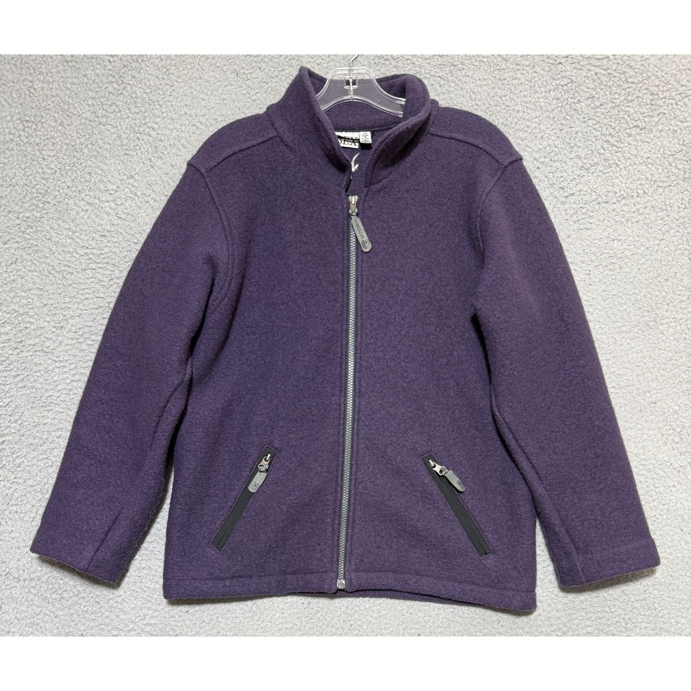 Vintage Ibex 100% New Wool Full Zip Purple Jacket Womens Medium Made in USA